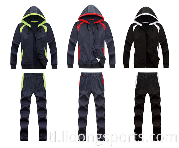 Lidong Men Sport Suit Pinakabagong Disenyo Plain Tracksuit Sportswear Fitness Polyester Men Sports Apparel